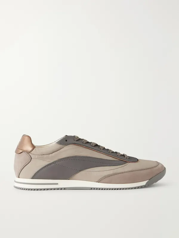 Brunello Cucinelli Suede and Leather-Trimmed Shell Sneakers Gray (MZUMNGA357)