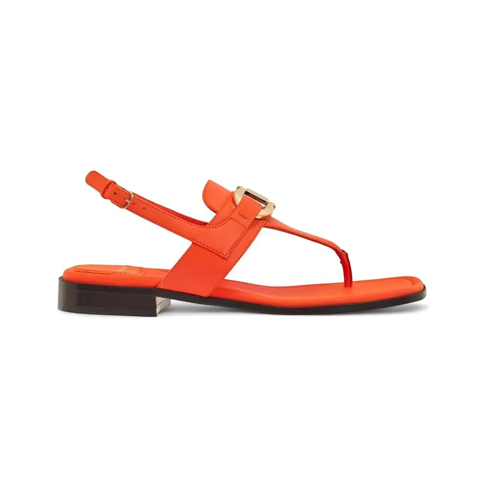 Ferragamo Gancini Leather Flat Sandals Orange (01G998769646)
