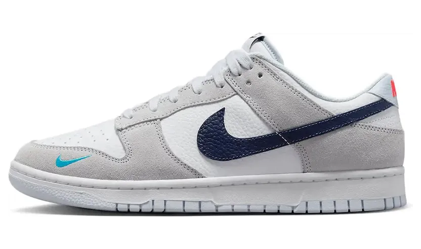 Nike Dunk Low White Grey Navy Aqua Mini Swoosh (FJ4227-001)