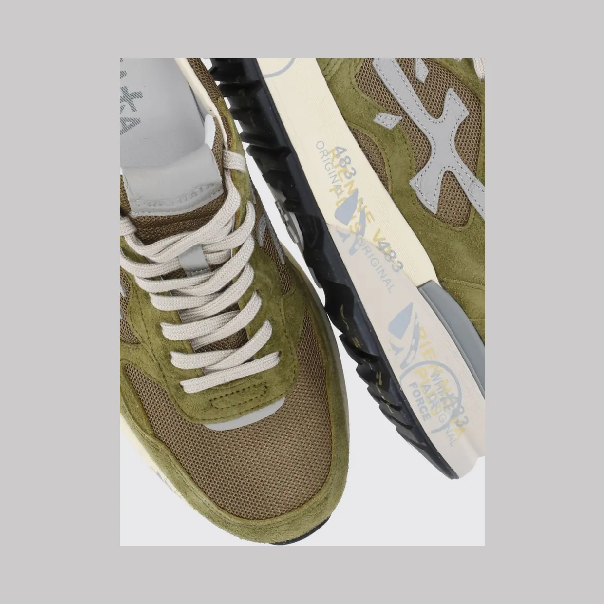 Premiata Mick Used Suede and Mesh Sneakers Military (MICK018271) (3)