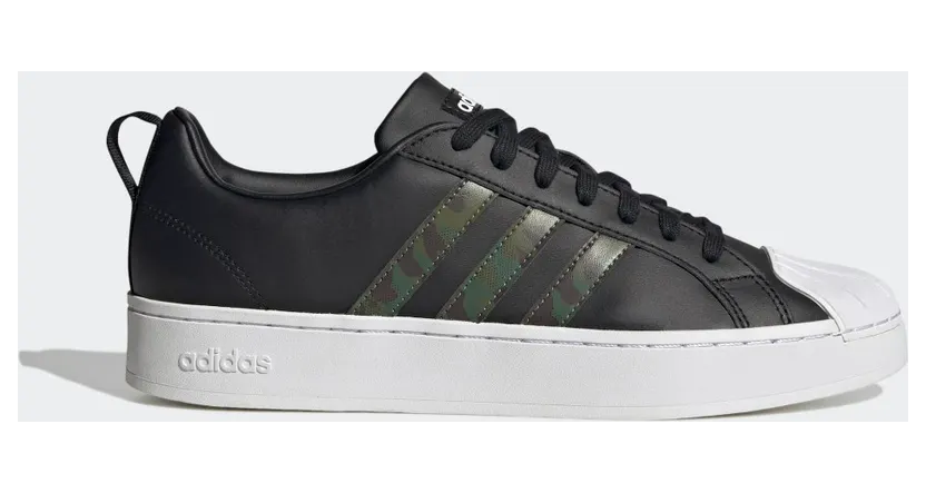 adidas Streetcheck Cloudfoam Lifestyle Basketball Low Court Camo Graphic Shoes Core Black / Core Black / Green Oxide (H06222)