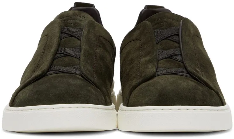 Ermenegildo Zegna Grey Suede Triple Stitch Sneakers (LHSOY-A4667X)