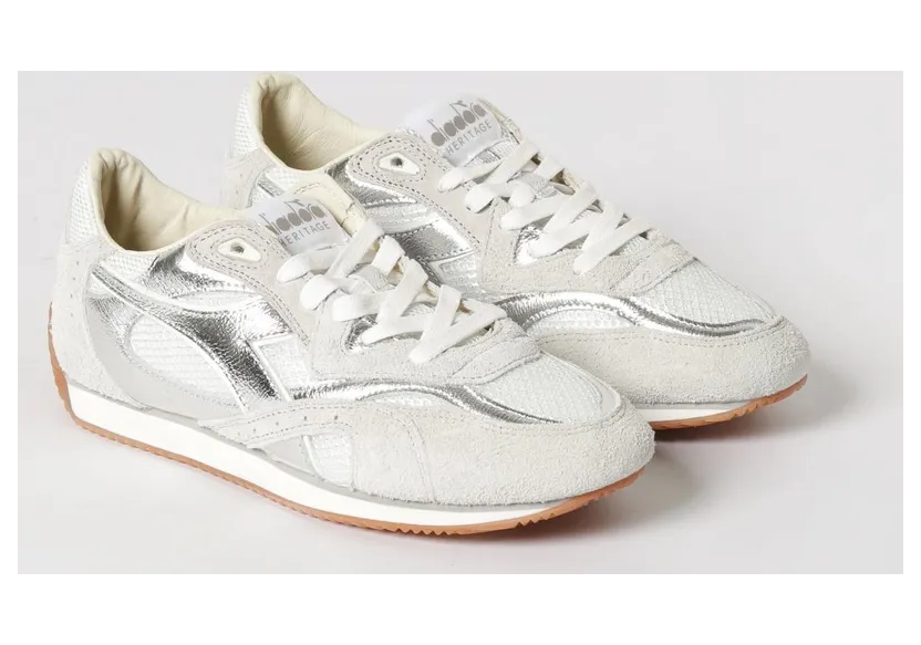Diadora Equipe Revenge Suede and Mesh Sneakers Silver (20118369490001)