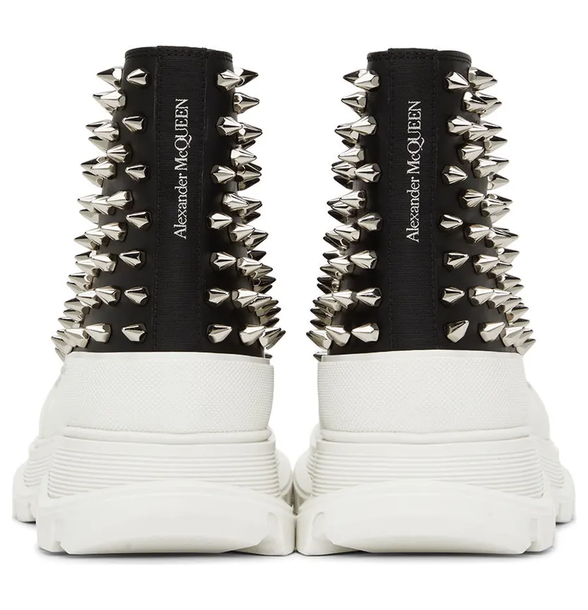 Alexander McQueen Black Leather Tread Slick Sneakers (705809WHZ63) (2)