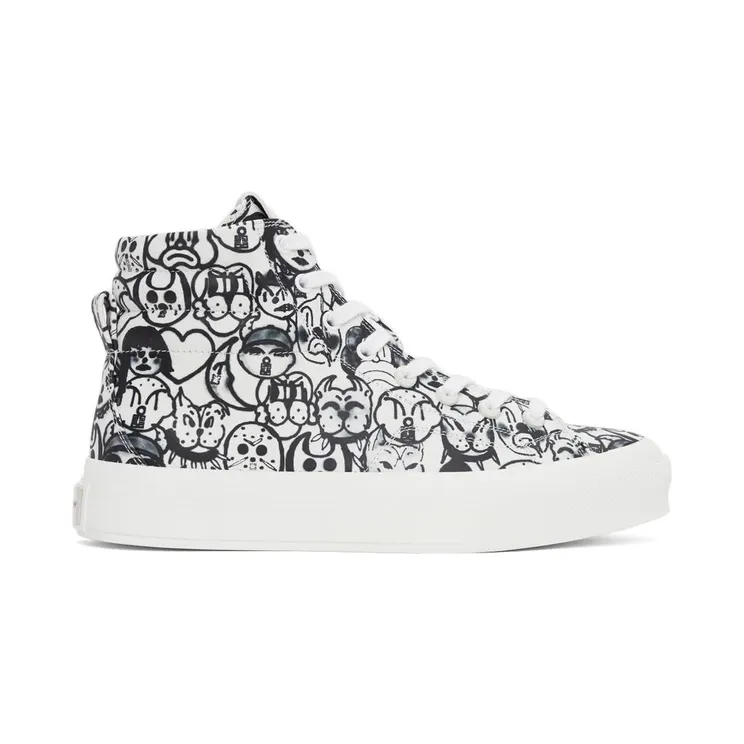 Givenchy White & Black Chito Edition City High-Top Sneakers (BH005LH142)