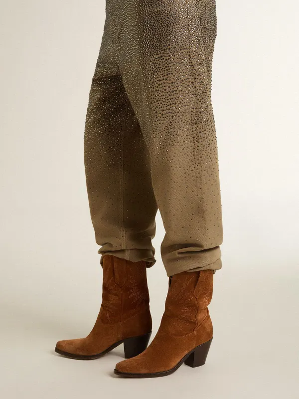 Golden Goose Low Wish Star Boots In Cognac Suede With Tone-On-Tone Embroidered Star (GWF00780.F007613.55150) (3)