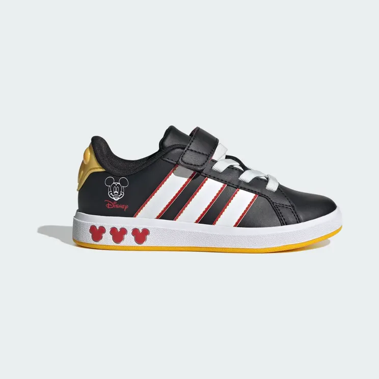 adidas Disney Mickey Mouse Grand Court Shoes Kids “Core Black / Cloud White / Collegiate Red” (JQ7829)