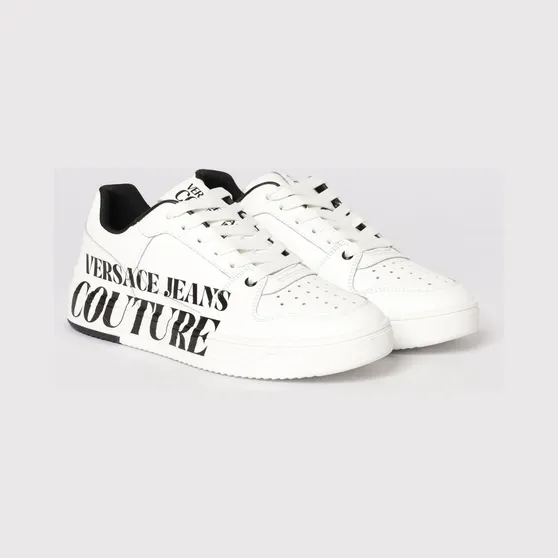 Versace Leather Sneakers with Logo Print White (80YA3SJ5ZPB88003)