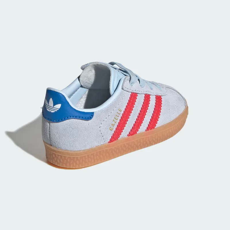 Adidas Gazelle Comfort Closure Elastic Laces Shoes Crystal Sky / Semi Lucid Red / Blue Bird (KI4037)