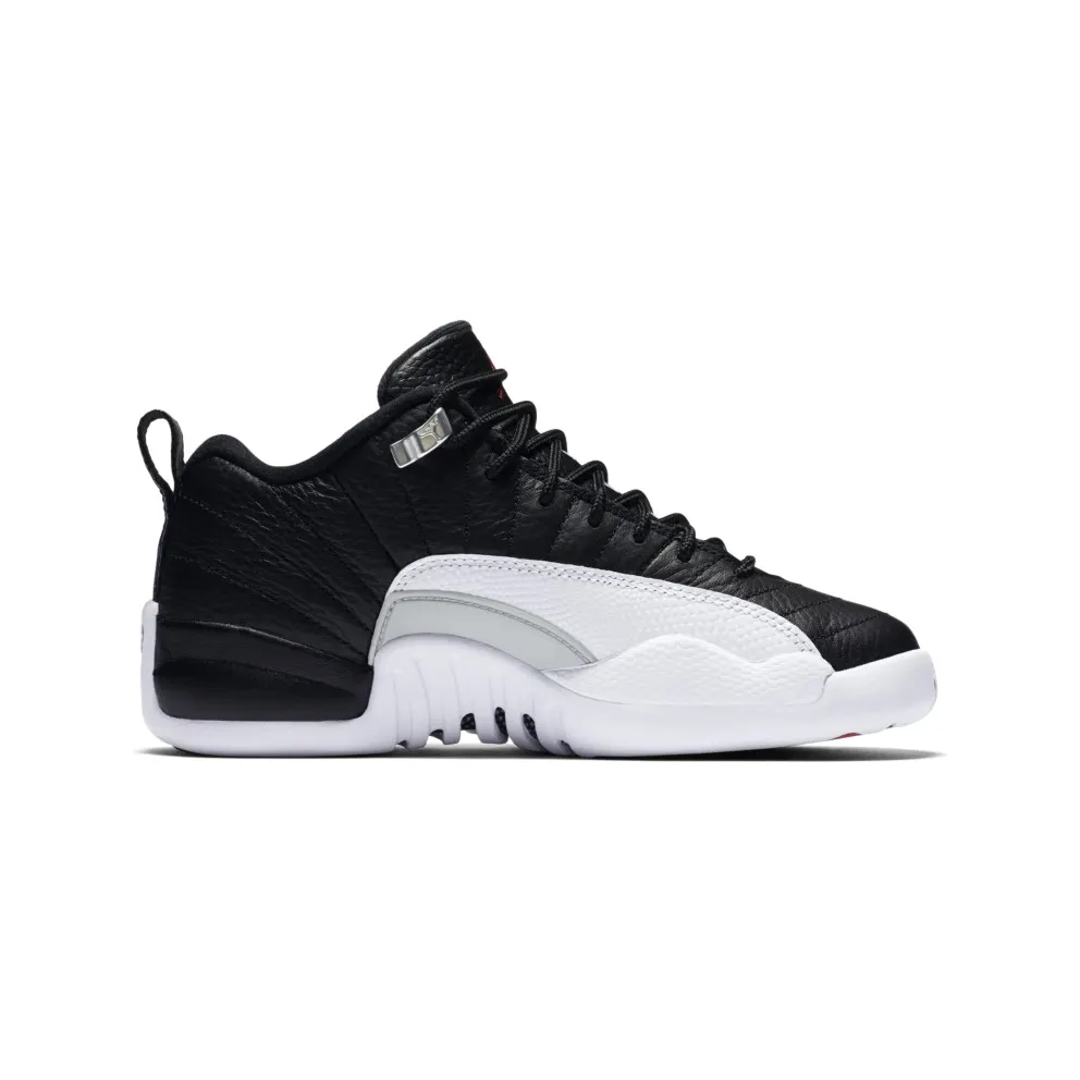 Jordan 12 Retro Low Playoffs (GS) Black/Varsity Red-White-Metallic Silver (308305-004)