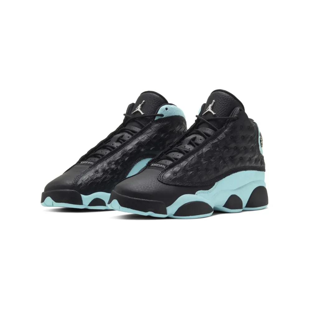 Jordan 13 Retro Black Island Green (GS) Black/Metallic Silver-Island Green (884129-030)