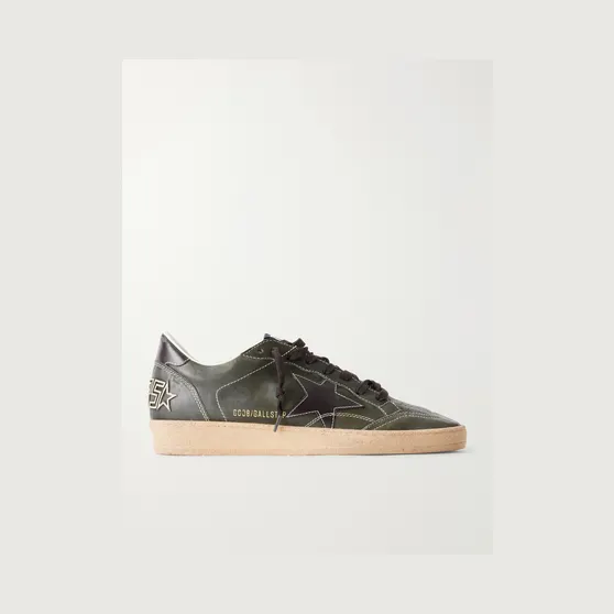 Golden Goose Ball Star Distressed Leather Sneakers Dark green (GMF00117.F008725)