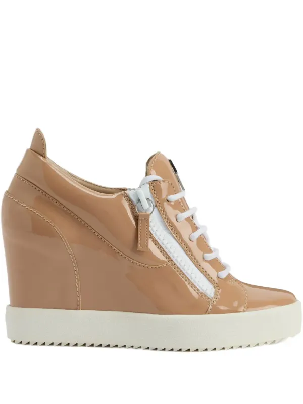 Giuseppe Zanotti Addy Wedge lakleren sneakers with sleehak – Beige (RW50023H03)