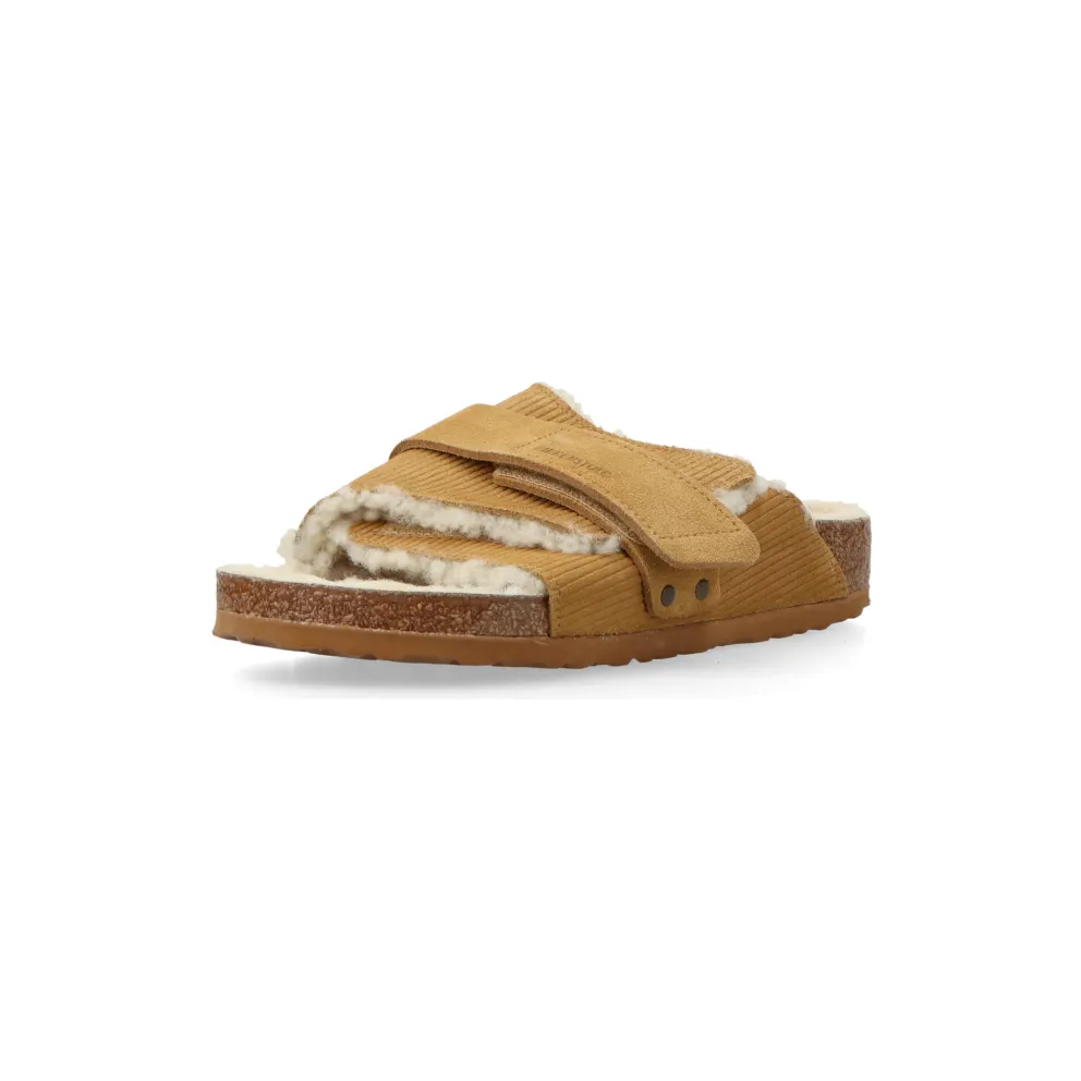 Birkenstock Kyoto Shearling Suede Leather/Fur “Corduroy Cork Brown” – 1028178