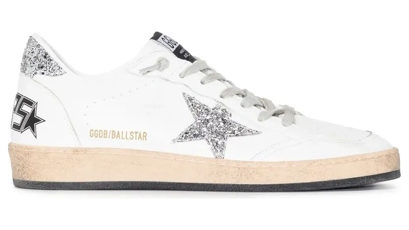 Golden Goose Ball Star met glitter-ster “White” (GWF00117F003773)