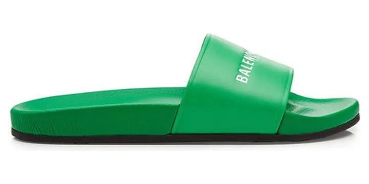 Balenciaga Leather Slides Green