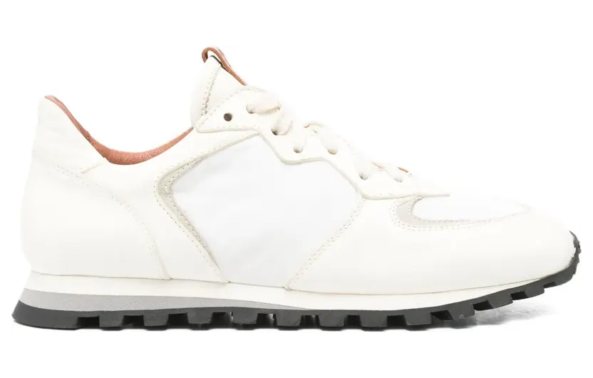 ELIA MAURIZI Claudia leren sneakers met vlakken – Beige