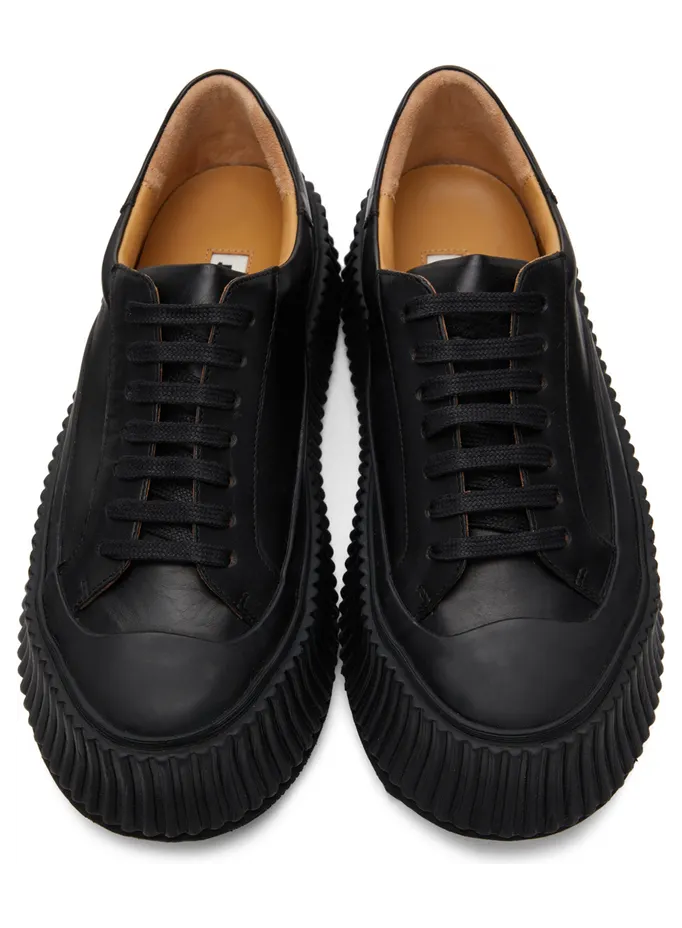 Jil Sander Black Agnellato Platform Sneakers (JS32108A_15010) (5)