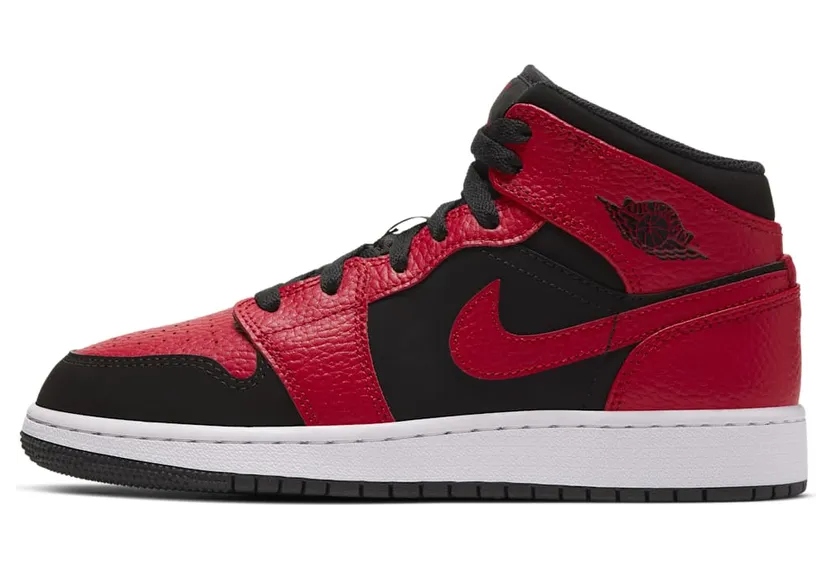 Air Jordan 1 Mid GS “Black / White / Gym Red” (554725-054)
