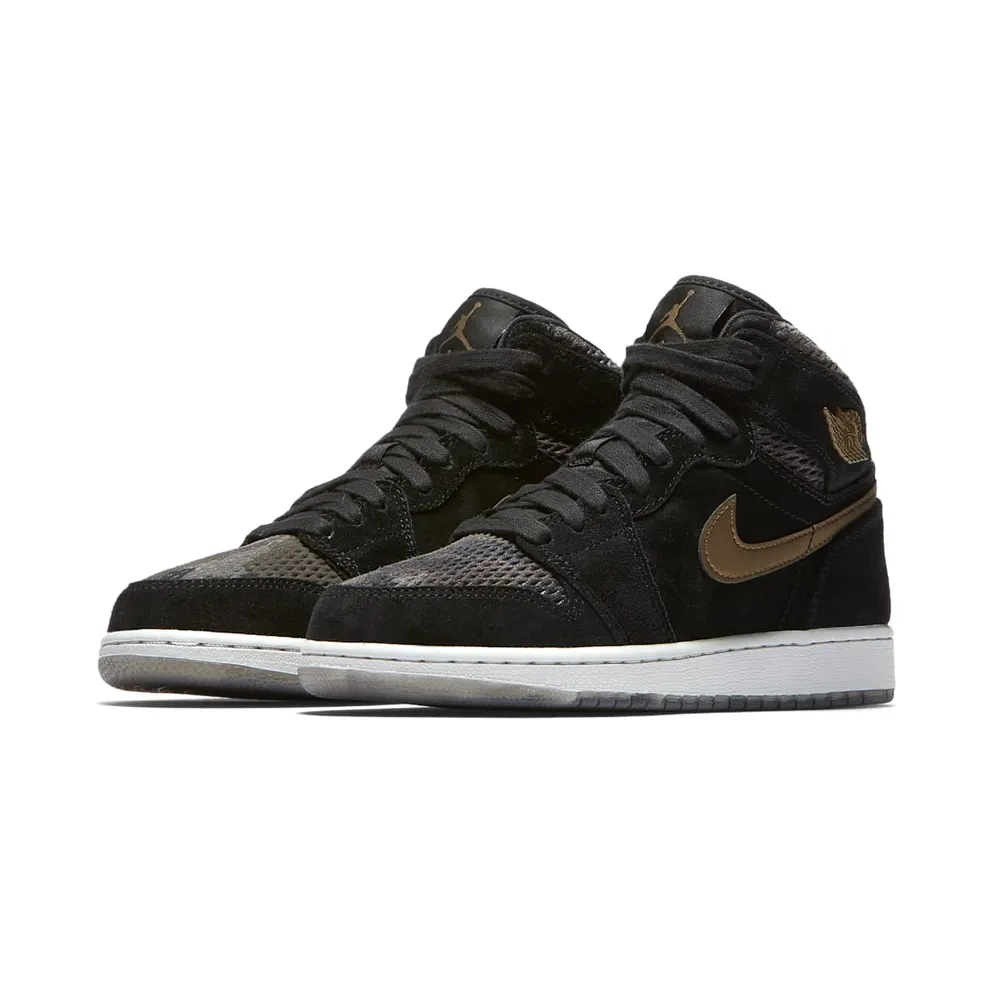 Jordan 1 Retro High Heiress Camo (GS) Black/Black-Metallic Field-Light Bone (832596-030)