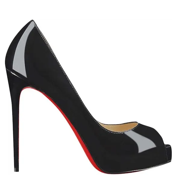 Christian Louboutin New Very Prive 120 Pump Black Patent Leather