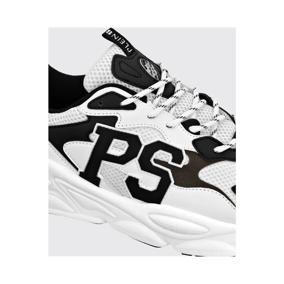 Plein Sport Low-Top in Leather and Mesh with Contrast Monogram White 2 (SADSUSC0611STE003N0127)