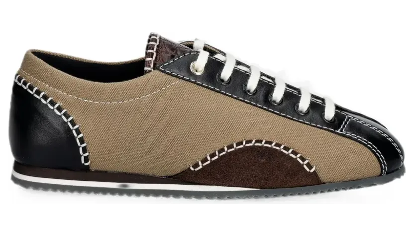 Wales Bonner Paris sneakers met contrasterende stiksels en leren vlakken – Beige (WBW46040A23071533)