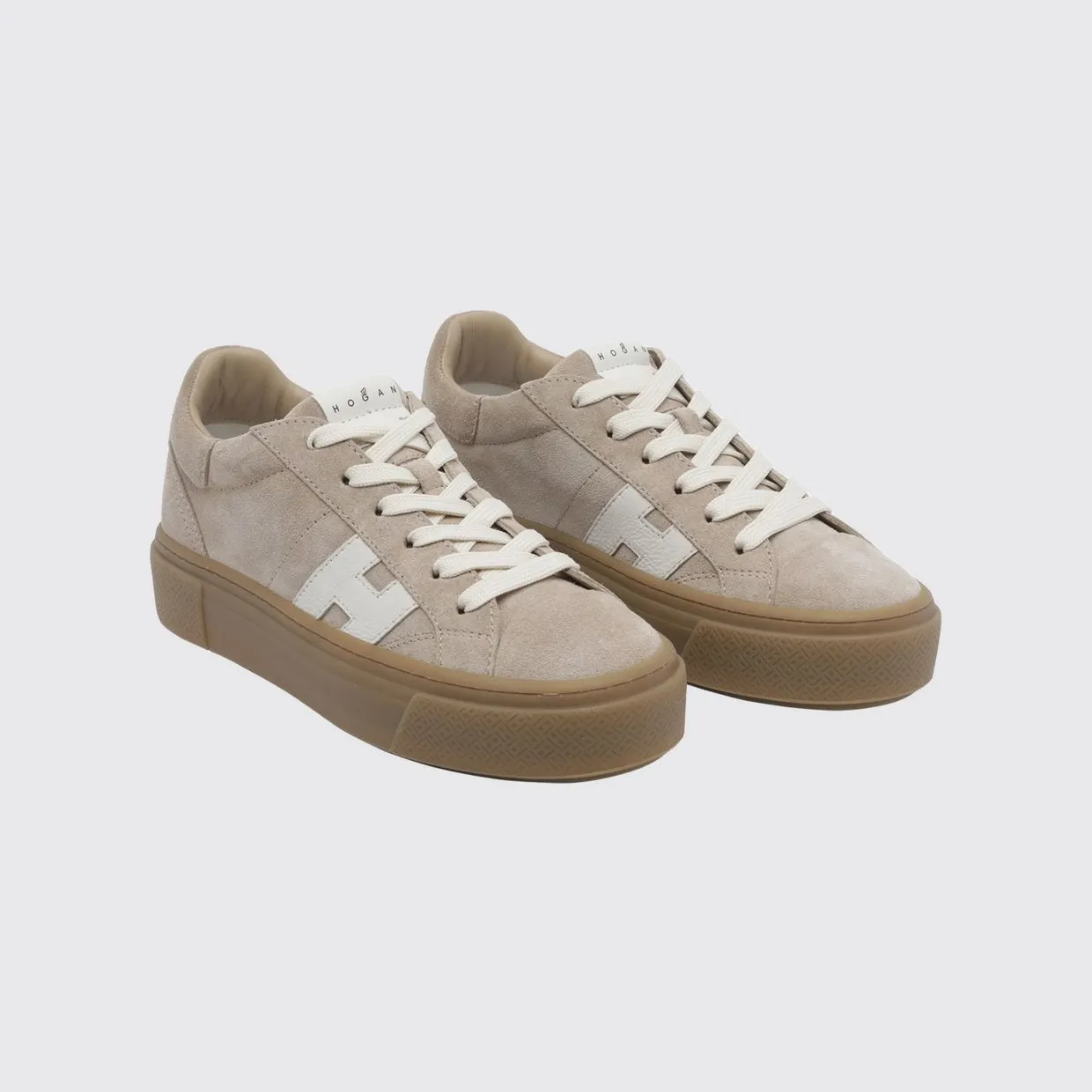Hogan Crosswind Suede Leather Platform Sneakers Beige (HXW7050GB00UHT0R2A)