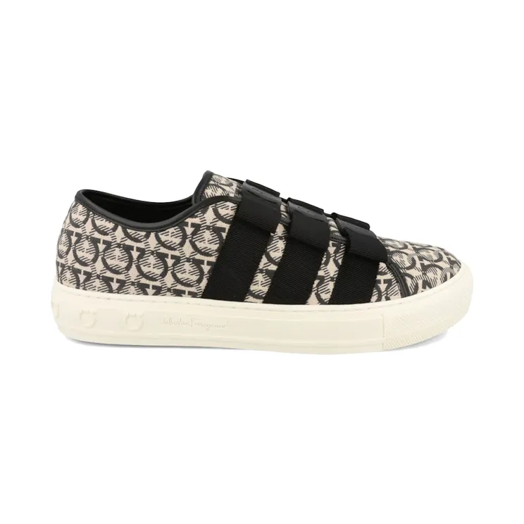 Ferragamo Nataly Calfskin Leather Low-Top Sneakers Beige (030152-749487-1C)