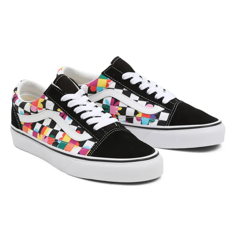VANS Floral Checkerboard Old Skool Shoes Black (VN0A5KRFB05)