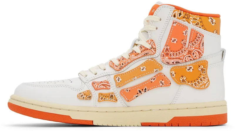 AMIRI White & Orange Skel Top Hi Bandana (PS22MFS016-665)