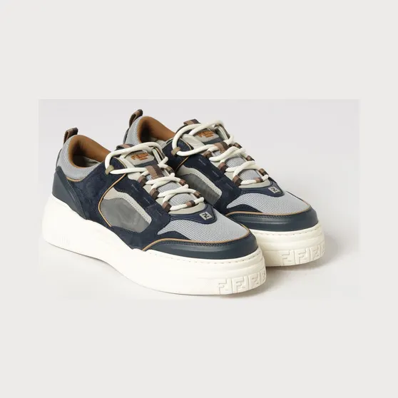 Fendi Force Low-Top Suede Calfskin Trainers with Chunky Sole Blue (7E1929AY1YF1WPM)