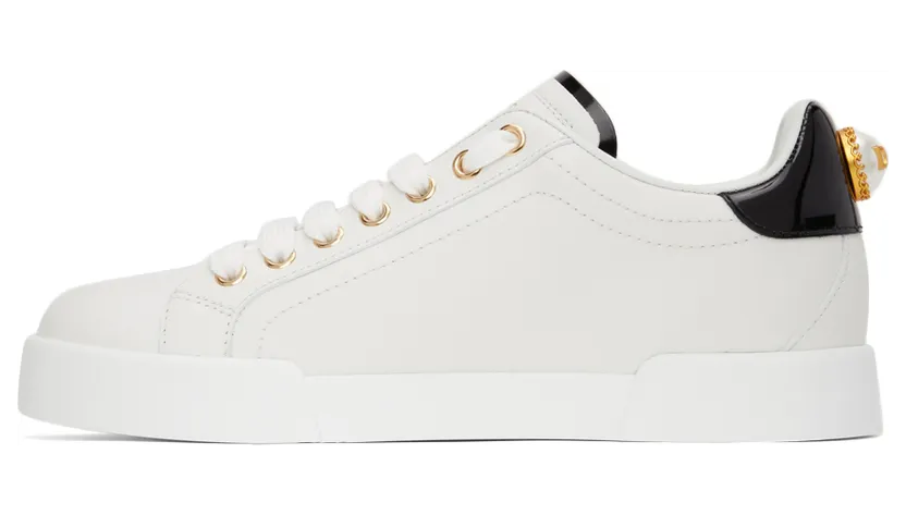 Dolce & Gabbana White & Black Portofino Low Sneakers (CK1602 AH506) (3)