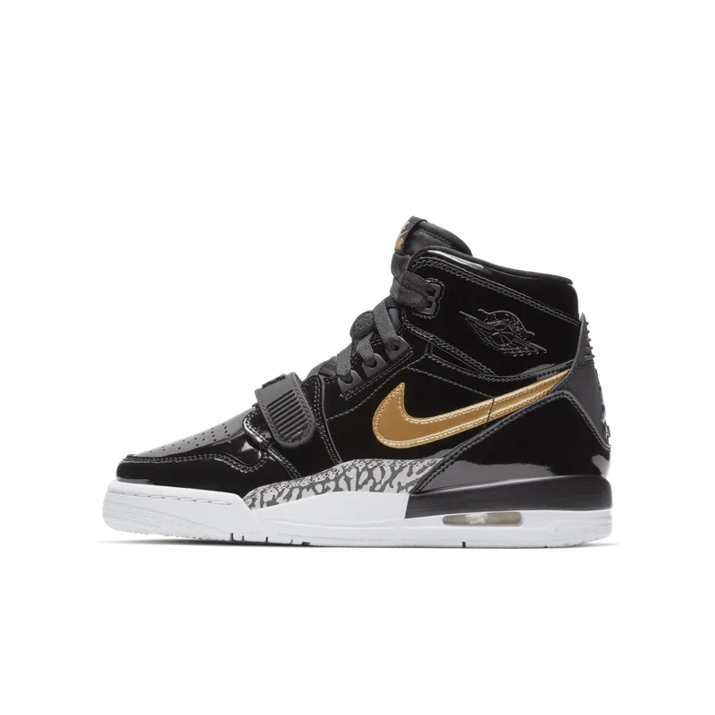 Jordan Legacy 312 Black Gold Patent (GS) Black/Metallic Gold-White (AT4040-007)