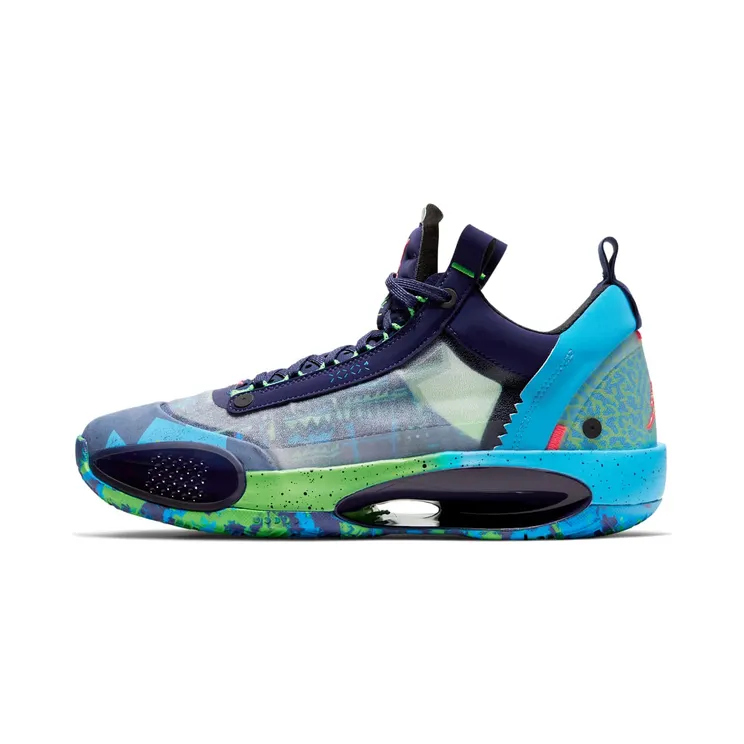 Air Jordan 34 Low ‘EYBL’ Regency Purple/Rage Green/Persian Violet/Flash Crimson (CZ7747-500)