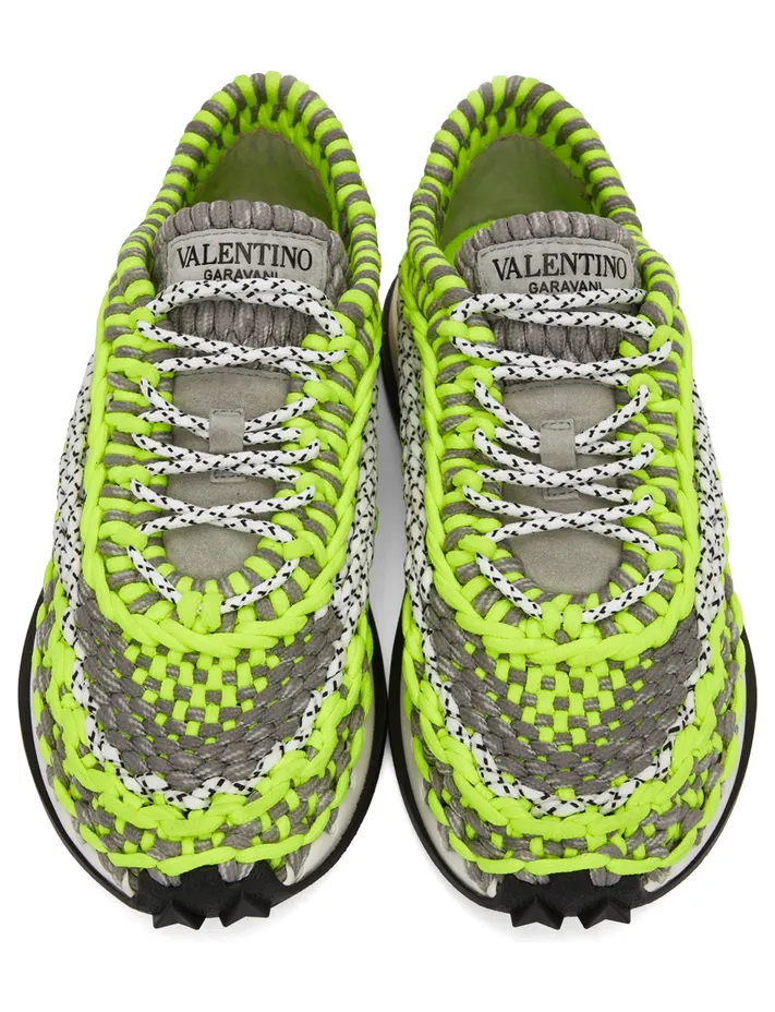 Valentino Garavani Green & Grey Crochet Sneakers (WY2S0E41ZXB) (5)