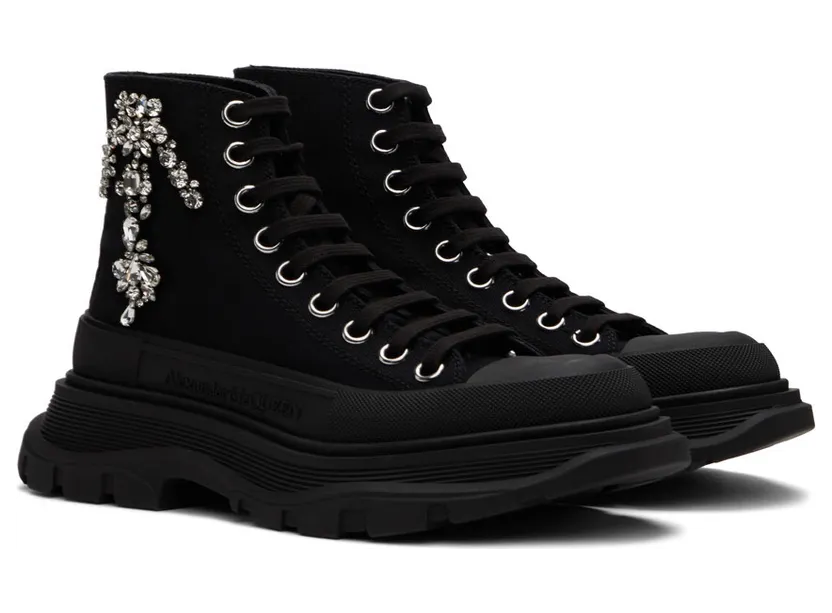 Alexander McQueen Black Tread Slick High-Top Sneakers (701164W4TG2) (4)