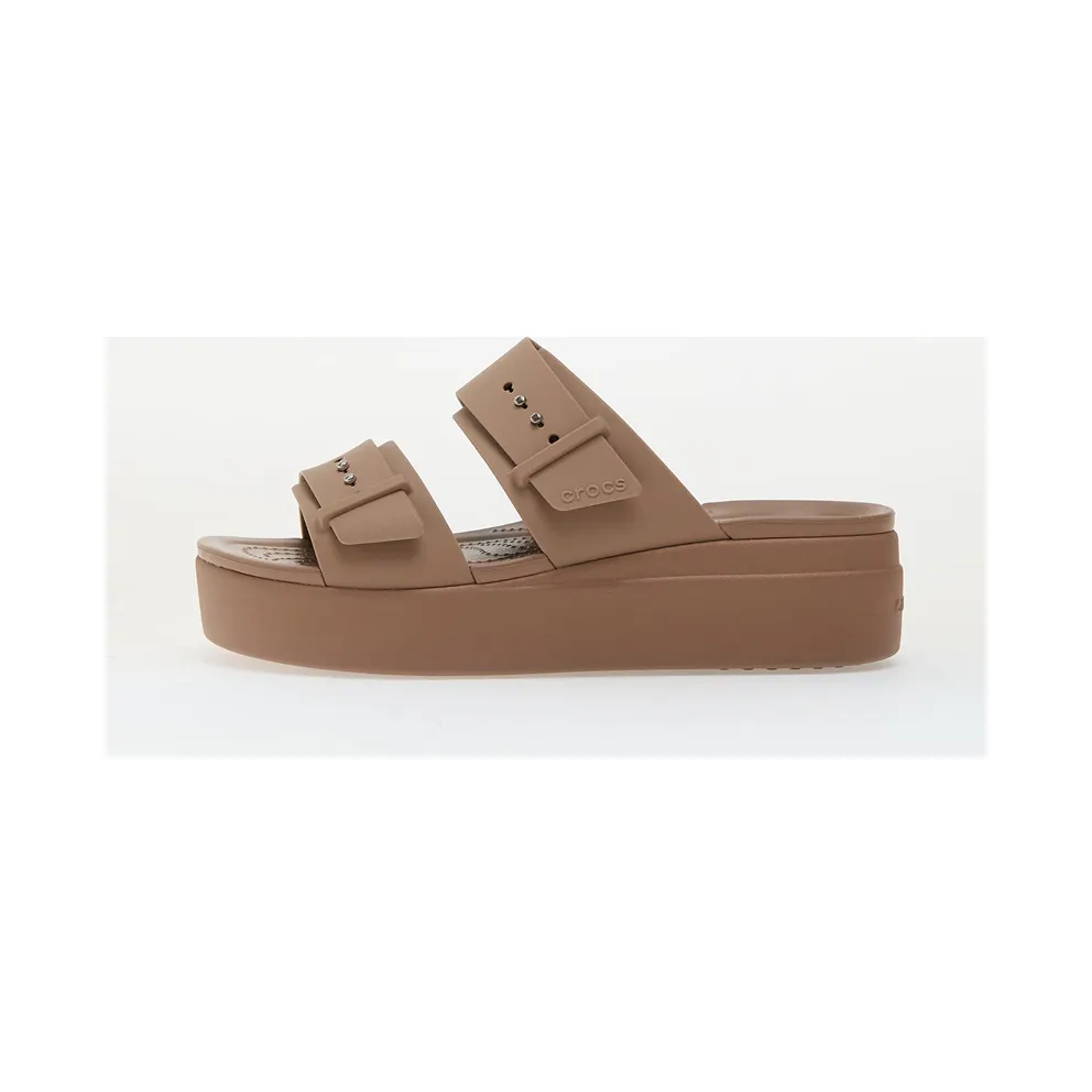 Crocs Brooklyn Buckle Low Wedge Sandal Latte