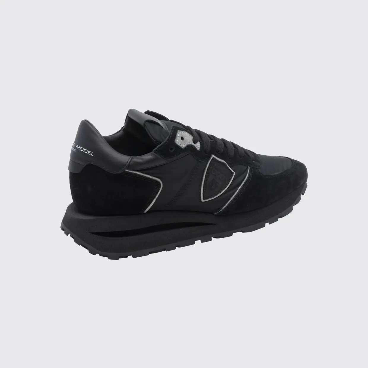 Philippe Model Tropez Haute Suede Low-Top Sneakers with Serrated Sole Black 1 (TKLUN001) (2)