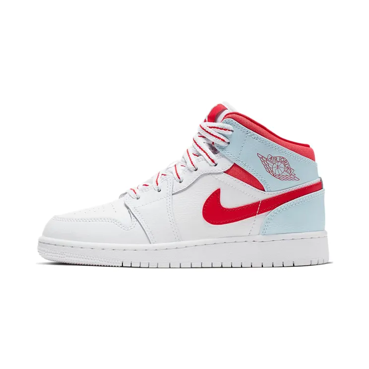 Air Jordan 1 Mid GS Ice Blue “White / Topaz Mist / Ember Glow / University Red” (555112-104)