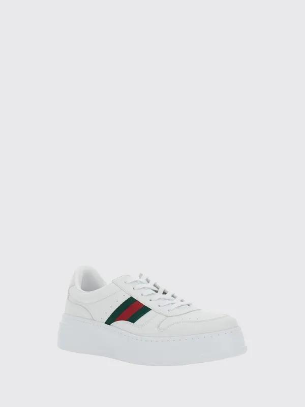 Gucci Low-Top Platform in Leather with Web Stripe White (848317UPG409064)