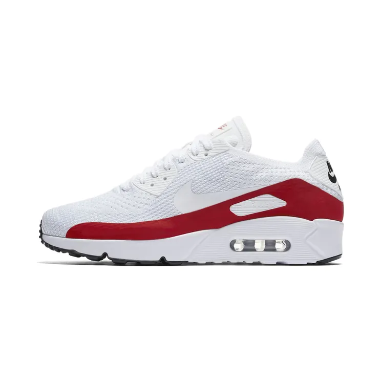 Nike Air Max 90 Ultra 2.0 Flyknit “White / Gym Red / Black” (875943-102)