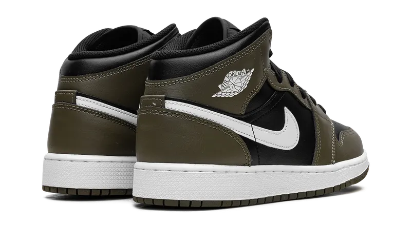 Jordan 1 Mid GS “Black White Olive” (DQ8423-092)