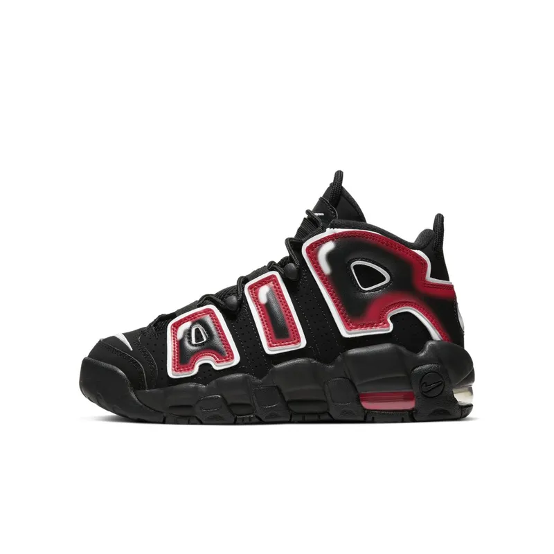 Nike Air More Uptempo Black White Laser Crimson (GS) Black/White-Laser Crimson (415082-010)