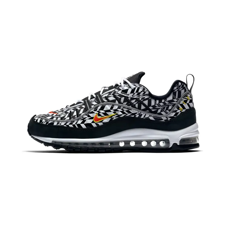Nike Air Max 98 AOP Camo “White / Black / Team Orange” (AQ4130-100)