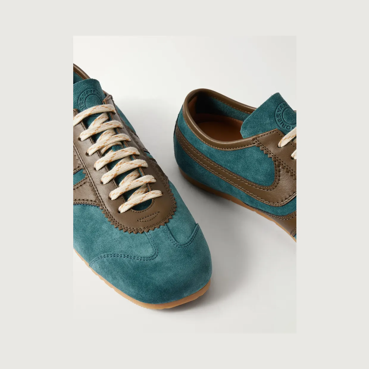 Dries Van Noten Leather-Trimmed Suede Sneakers Turquoise (262-021700-0132) (5)