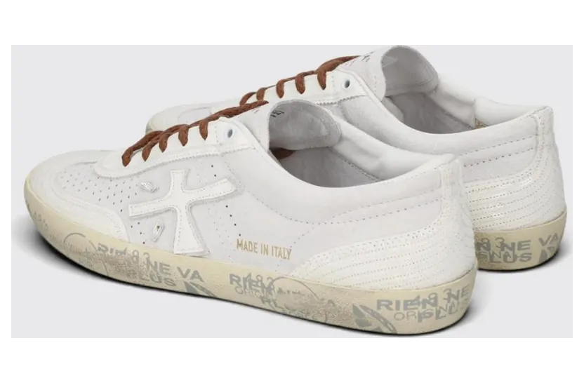 Premiata David Leather and Suede Low-Top Sneakers with Padded Ankle White (DAVIDD8294) (2)