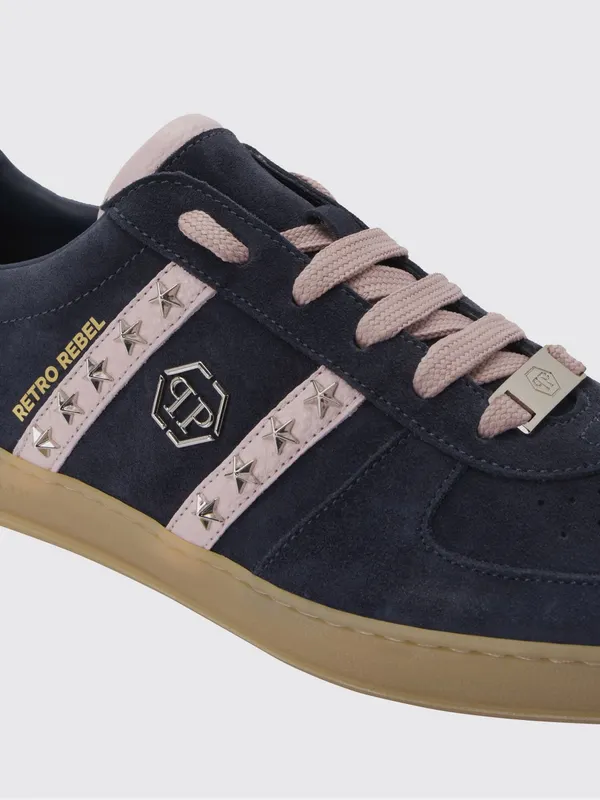 Philipp plein Retro Rebel Suede Sneakers with Applied Stars Blue (SAFSUSC0911PLE009N14) (3)
