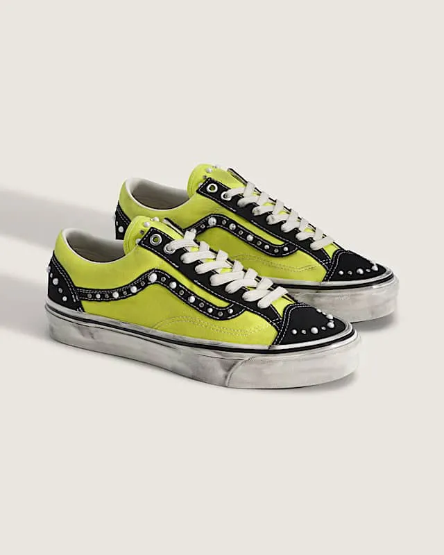 Vans Old Skool 36 Pearlized “Lime”: parels op zwart, limegeel eromheen (2)