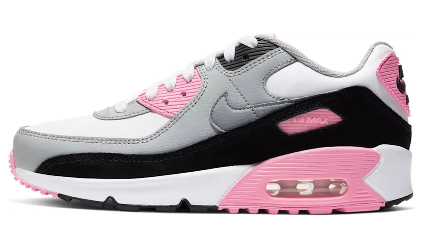 Nike Air Max 90 LTR GS White Grey Pink “White / Light Smoke Grey / Rose / Particle Grey” (CD6864-104)